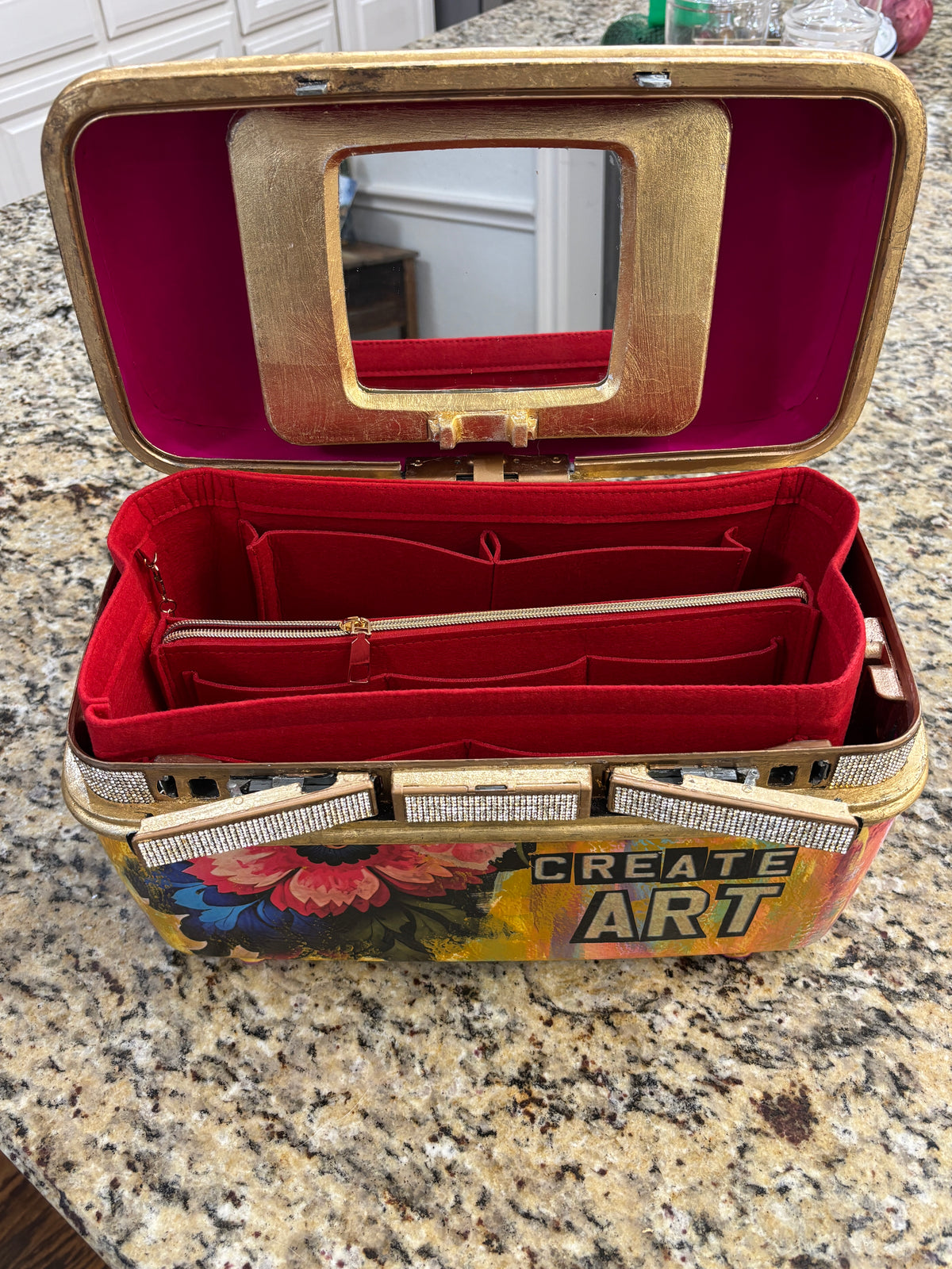 Up-Cycled Samsonite Train Case, Art Supply Travel Case