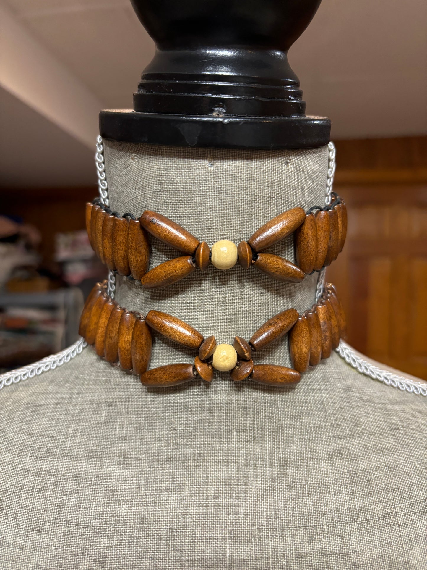 Wood Bead Choker, Handmade, Western Style, Necklace, Jewelry