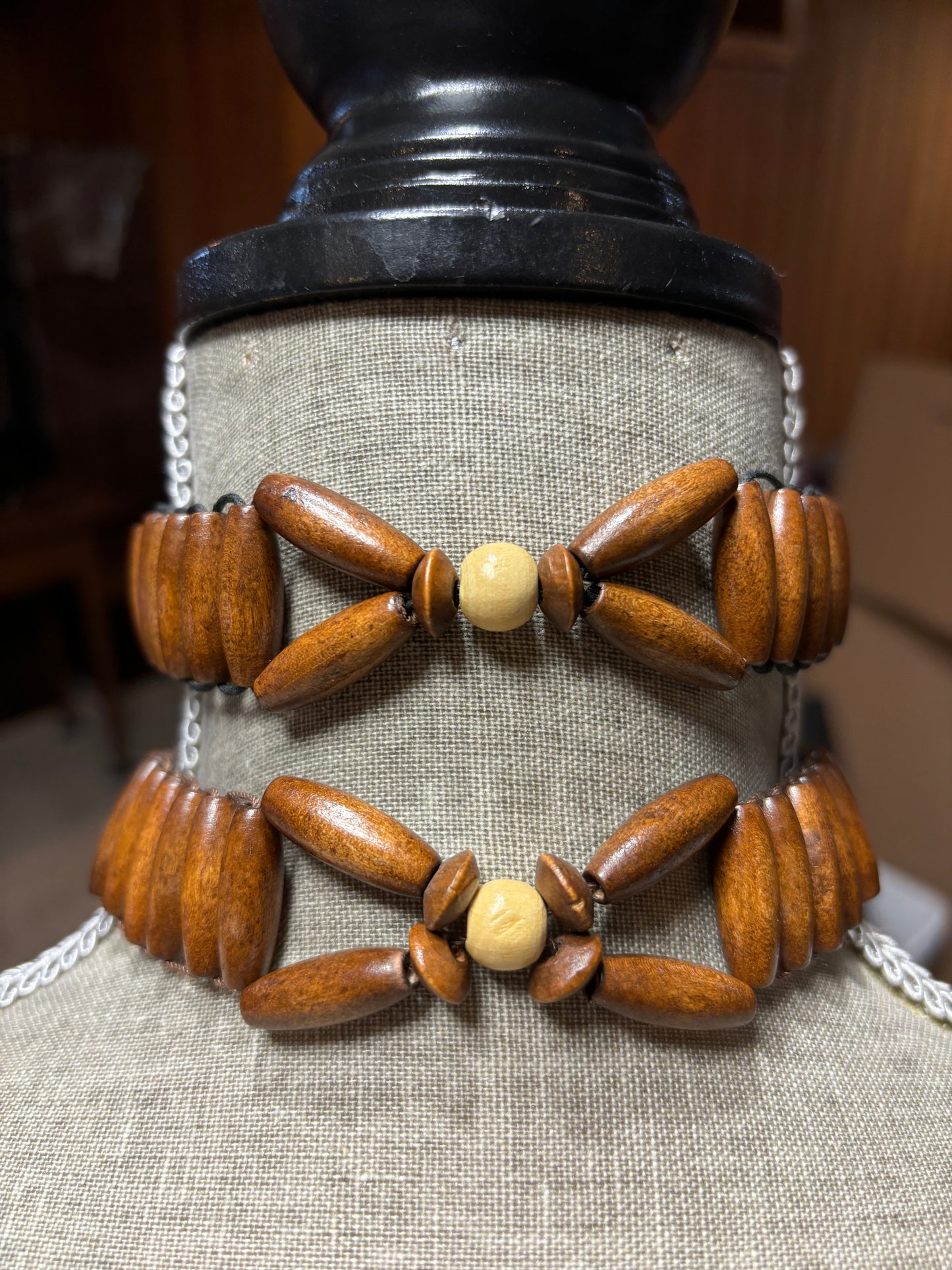 Wood Bead Choker, Handmade, Western Style, Necklace, Jewelry