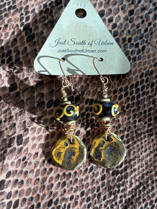 Artisan Lampwork and Metal Earrings