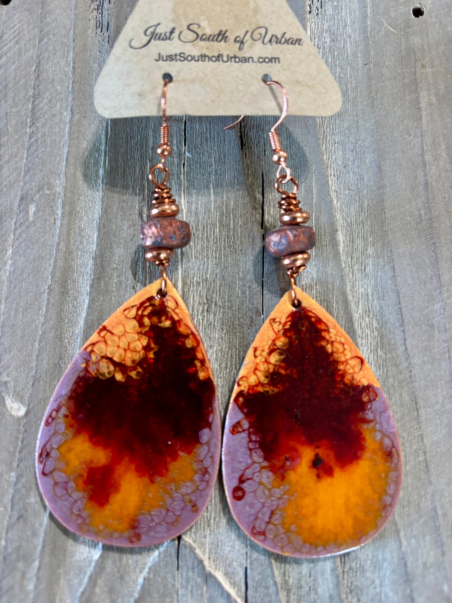 Purple Fire Explosion Paint Pour Earrings