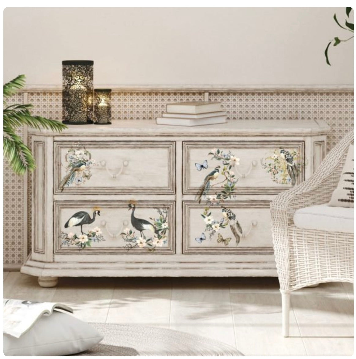 Rare Birds Furniture Transfers by Prima, 6 x 12 inches, 3 Sheets