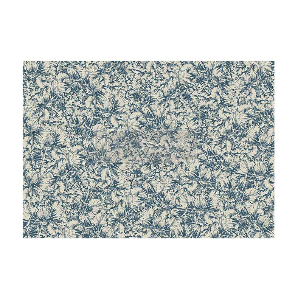 Blue Wallpaper, Decoupage Fiber Paper, Re-design with Prima, 1 sheet, A1 size, 23.4 x 33.1